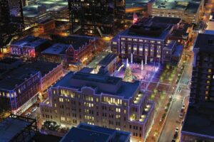 Sundance Square in downtown Fort Worth covers 35 blocks.