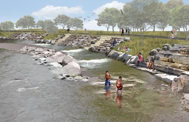The Grand River in downtown Grand Rapids, Mich., will eventually have a Fish Passage.