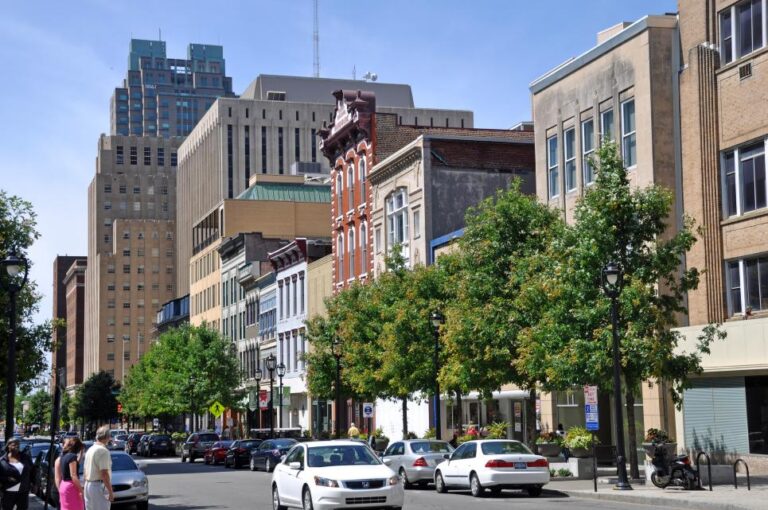 Fayetteville Street in downtown Raleigh, N.C., includes restaurants, entertainment venues and more.