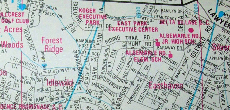 Map showing neighborhoods in Charlotte, NC.