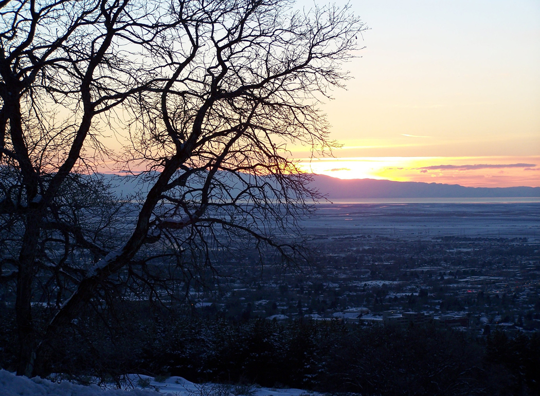 A sunset view of Bountiful, Utah.