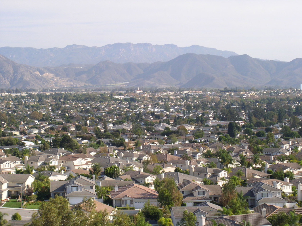 Looking southeast across Camarillo from the northwestern hills on a warm sunny day in late October