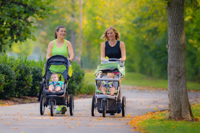 Two women push strollers along the Greenway in Gallatin, TN