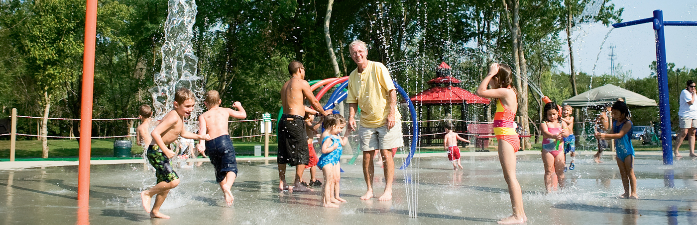 Children play at the Gregory Mill Park Splash Pad in Smyrna, TN