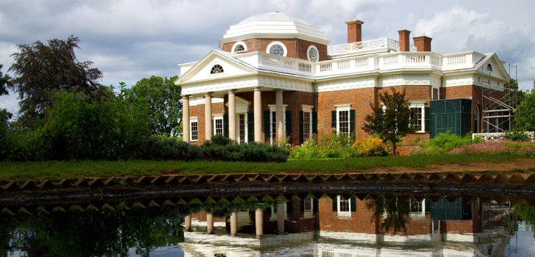 Monticello reflected in a pond