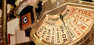 Inside the engine room on the RMS Queen Mary in Los Angeles.