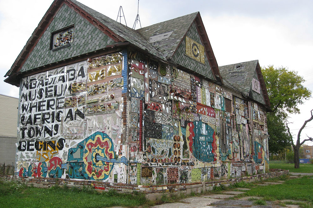 Photo of the exterior of MBAD African Bead Museum by Olayami Dabls, which is located in Detroit, Michigan.