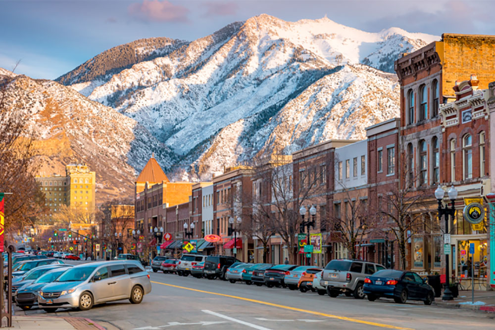 Shot of the mountains in the town of Ogden UT