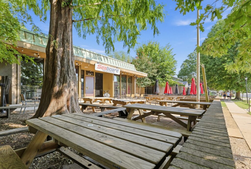 Outdoor seating at local favorite Seaboard Brewing