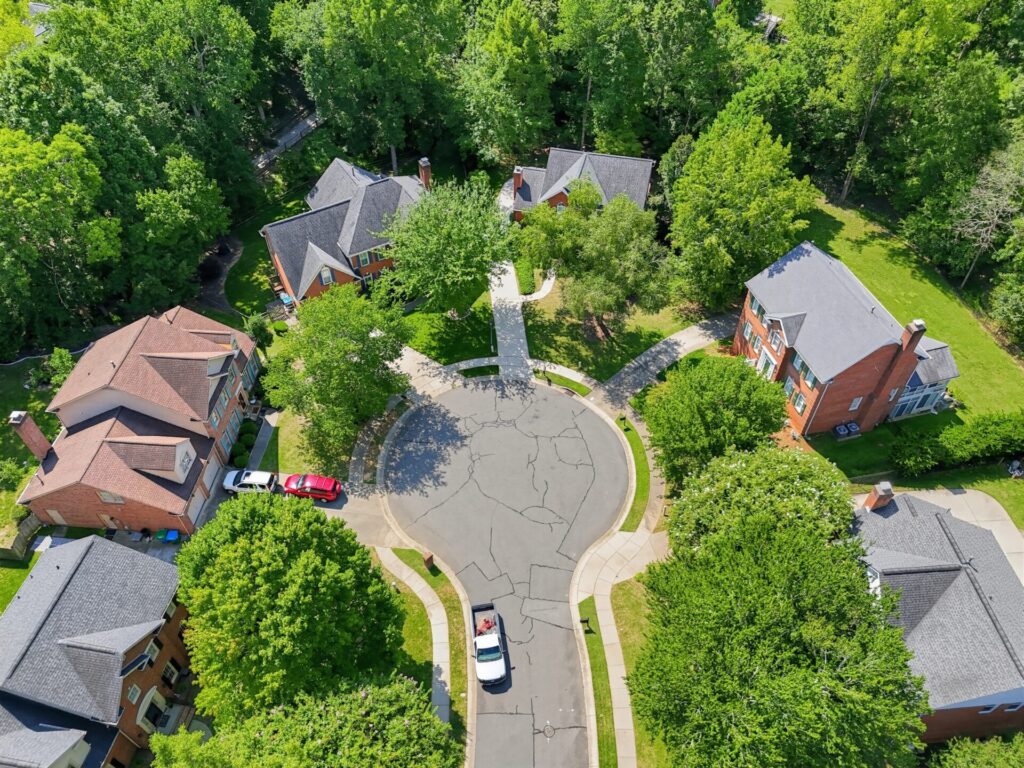 Aerial view of homes in Sardis Plantatoin