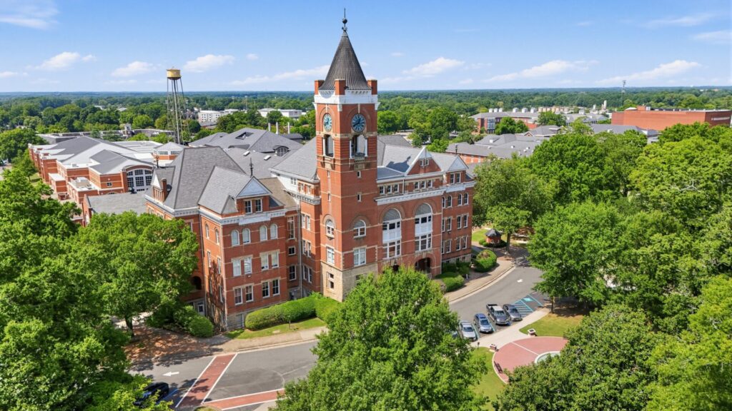 Aerial view of Winthrop University tower