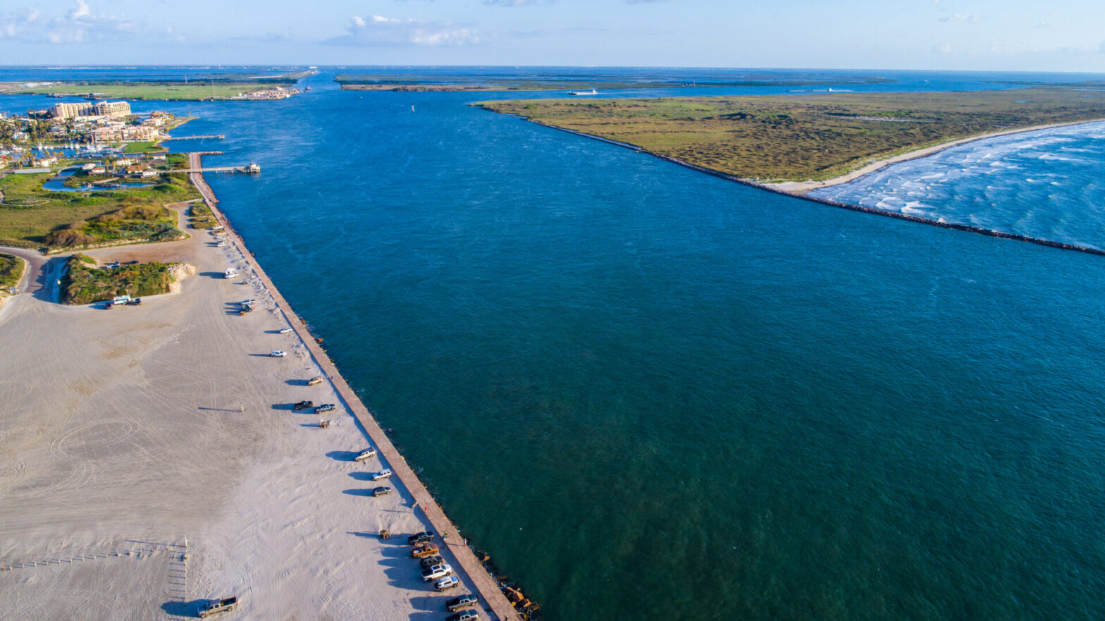Aransas Pass Texas Ship Channel cutting across Padre Island