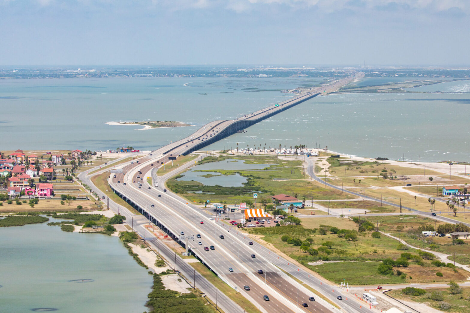 Highway 181 from Corpus Christi looking north towards Portland, Texas