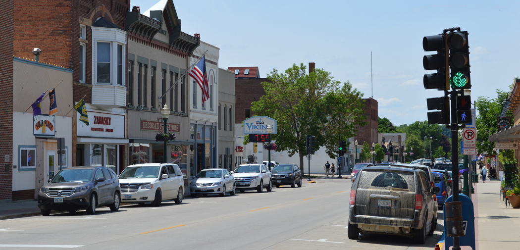 A view of Water Street in Decorah, Iowa.
