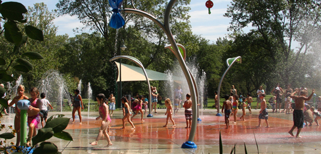 Children play at the Splash Pad in Middleton, WI