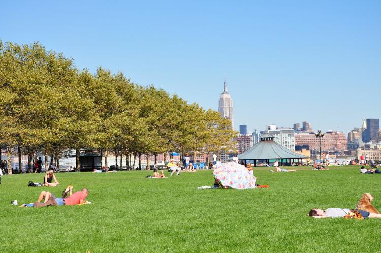 Pier parks in Hoboken, N.J., are favorite outdoor destinations during warm months.