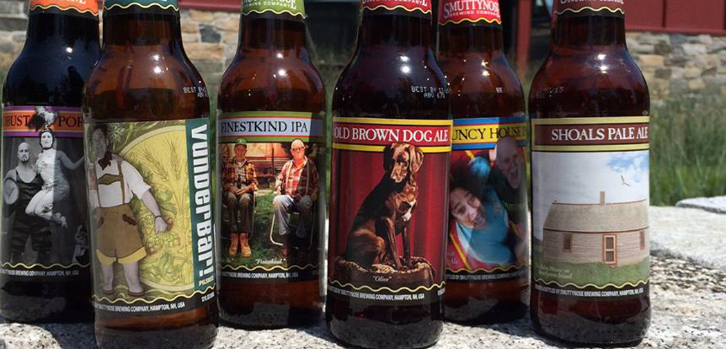 Collection of Smuttynose bottles outside