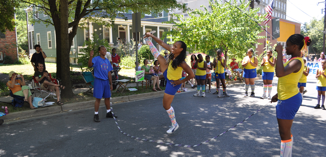 Residents perform in the 4th of July Parade in Takoma Park, Maryland.