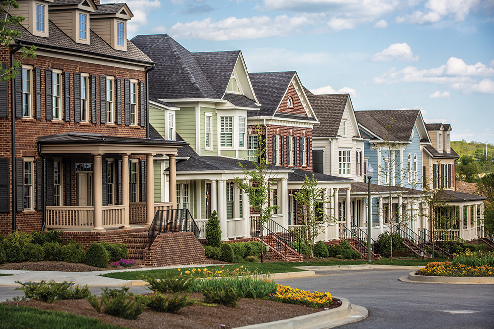Shot of townhouses in Franklin, TN, a suburb of Nashville