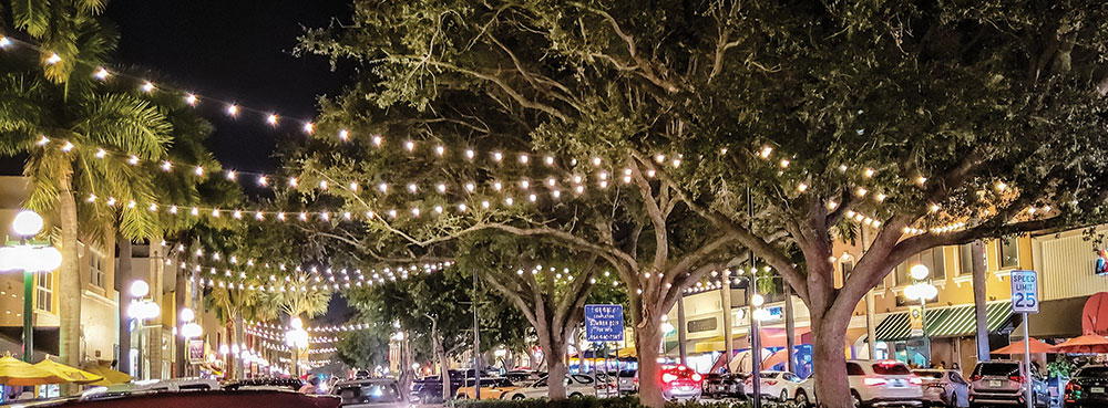 Downtown Hollywood FL festoon lights