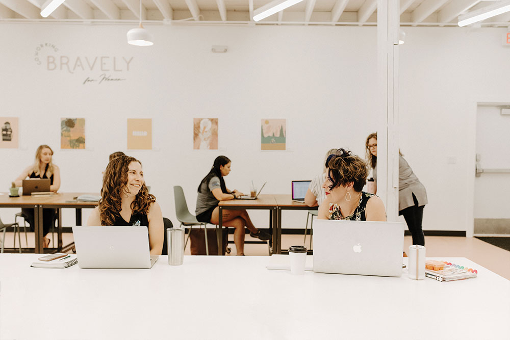 Women at a coworking space office