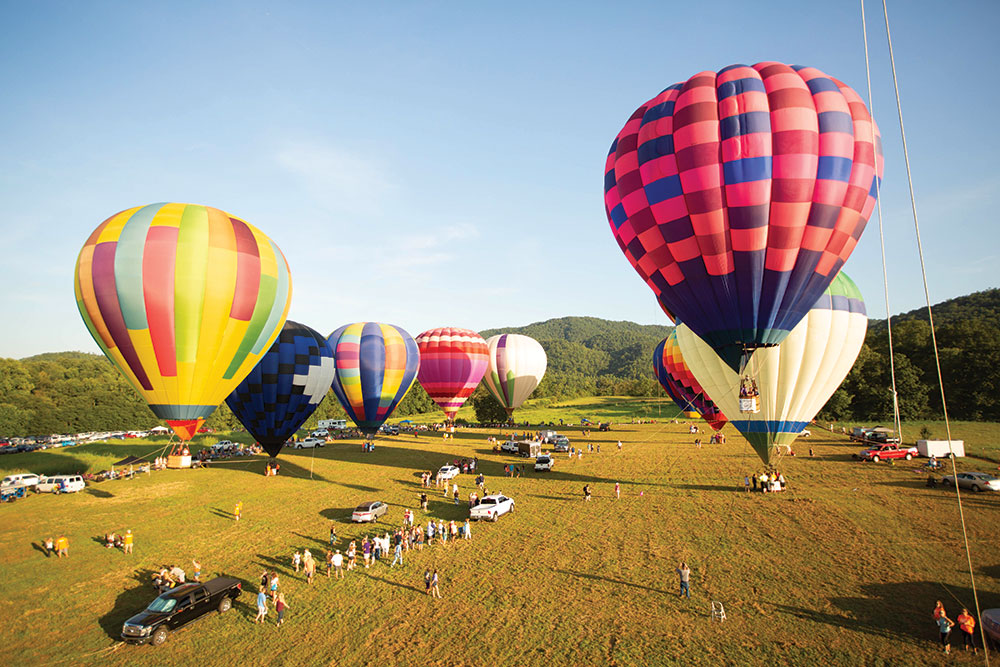 hot air balloons taking off