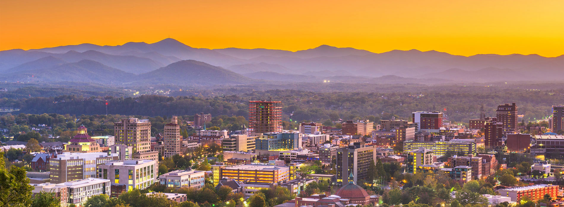 Asheville NC downtown aerial