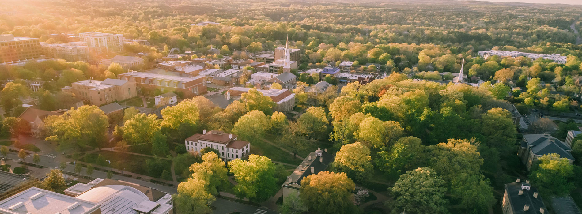 Chapel Hill, NC aerial shot of downtown