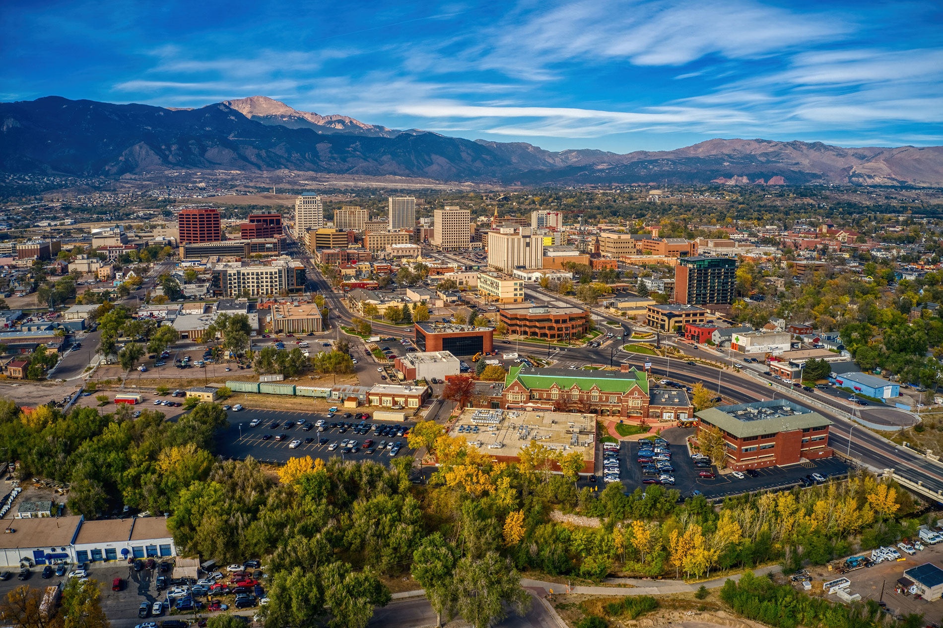 Colorado Springs, CO aerial shot
