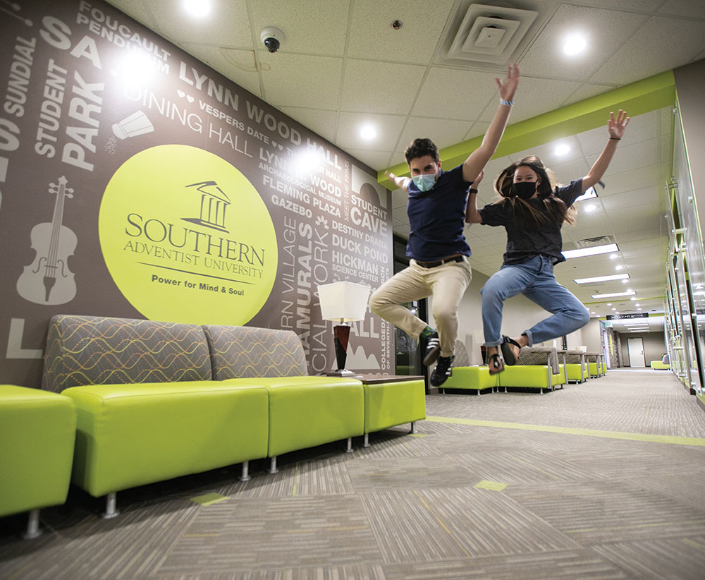 college students jump for joy