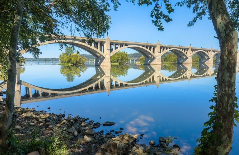 Columbia-Wrightsville Bridge, Blue Sky Reflected in Susquehanna River