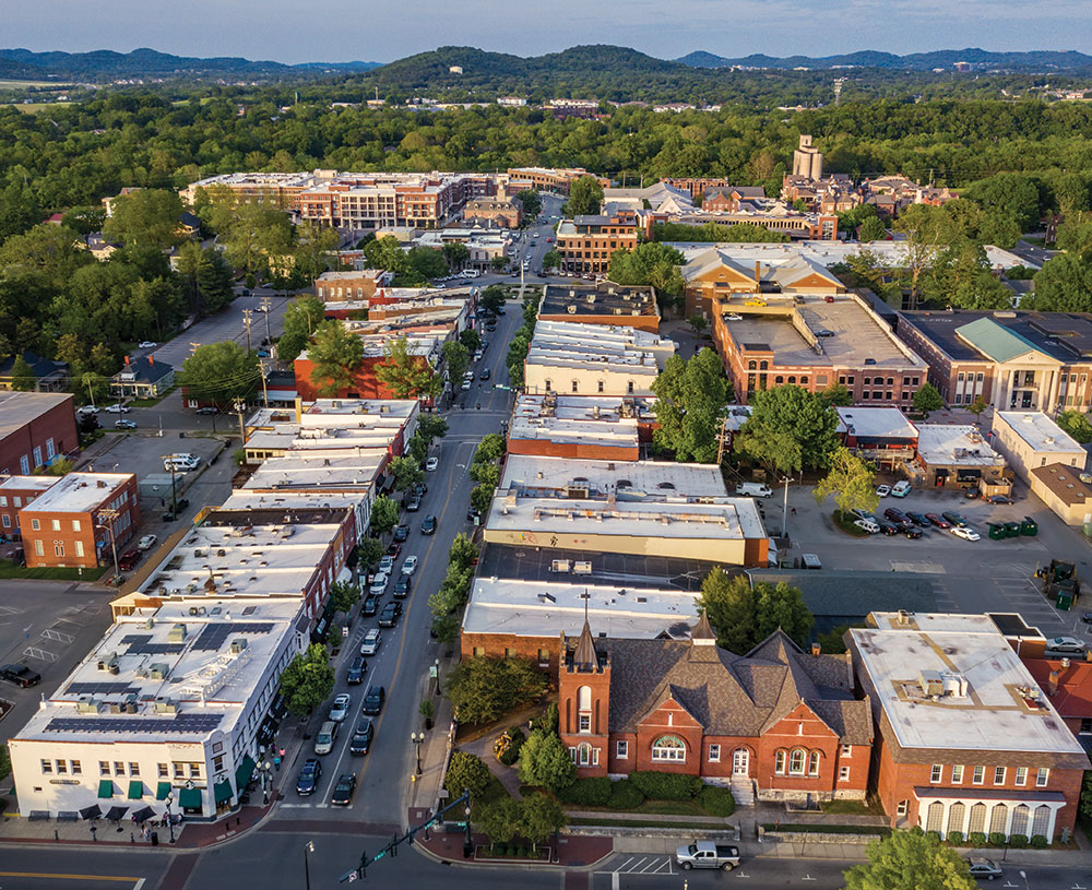 Aerial View of Downtown Franklin, TN
