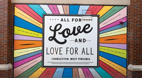 Artist Melissa Doty’s “All for Love” mural in downtown Charleston, West Virginia