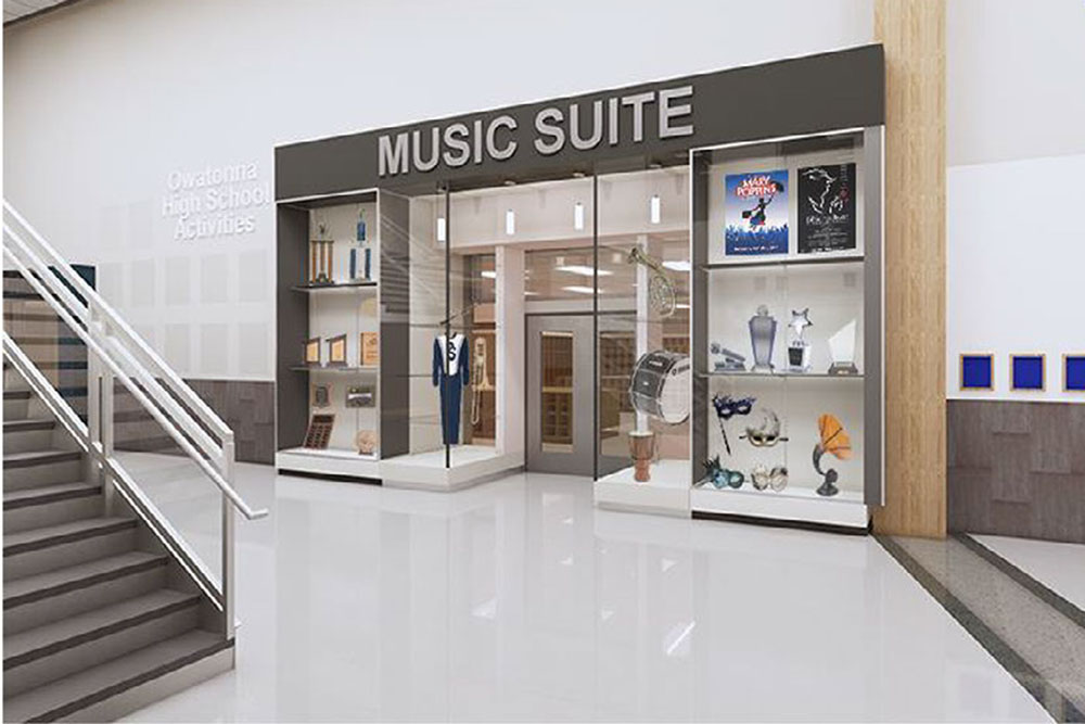 rendering of music suite at new Owatonna high school