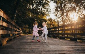 Two little girls playing in Owotonna, MN