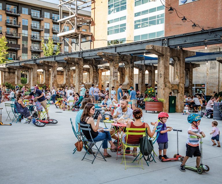 The Power Plant patio in the Innovation Quarter is a popular place to dine alfresco.