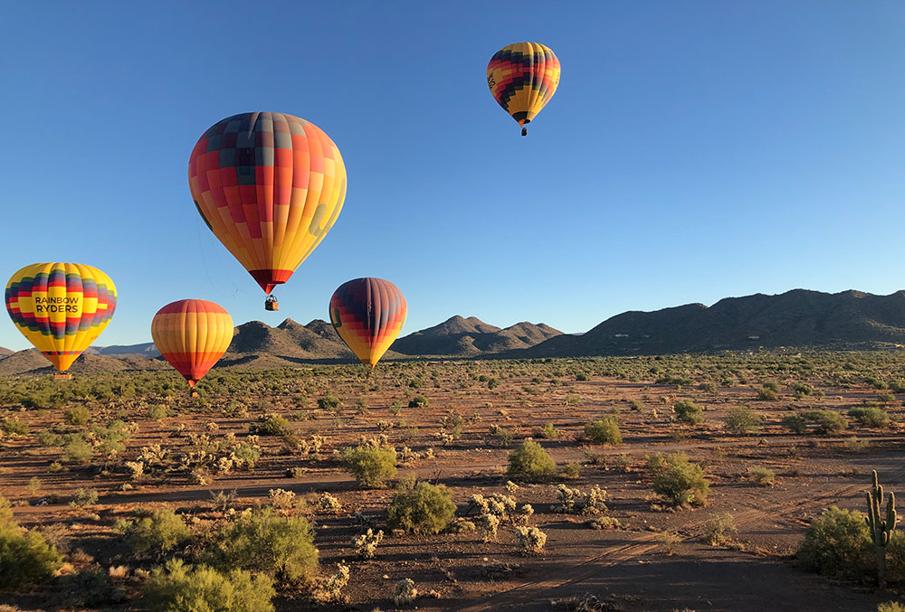 Sunrise Hot Air Balloon ride over the Sonoran Desert in Scottsdale, AZ.