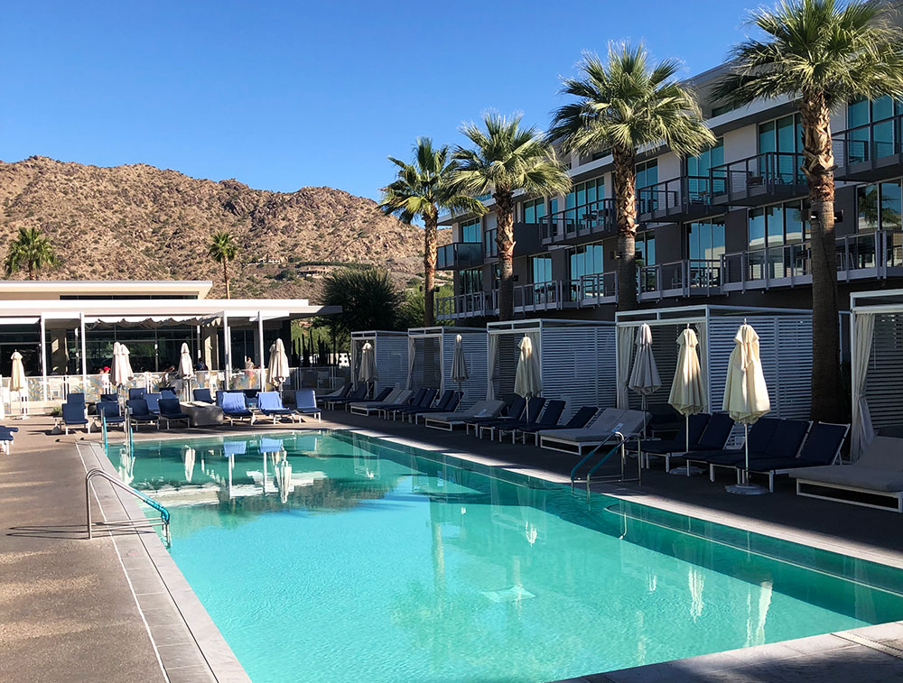 Shot of the pool at Mountain Shadows Resort in Paradise Valley, AZ, a small town outside of Scottsdale.