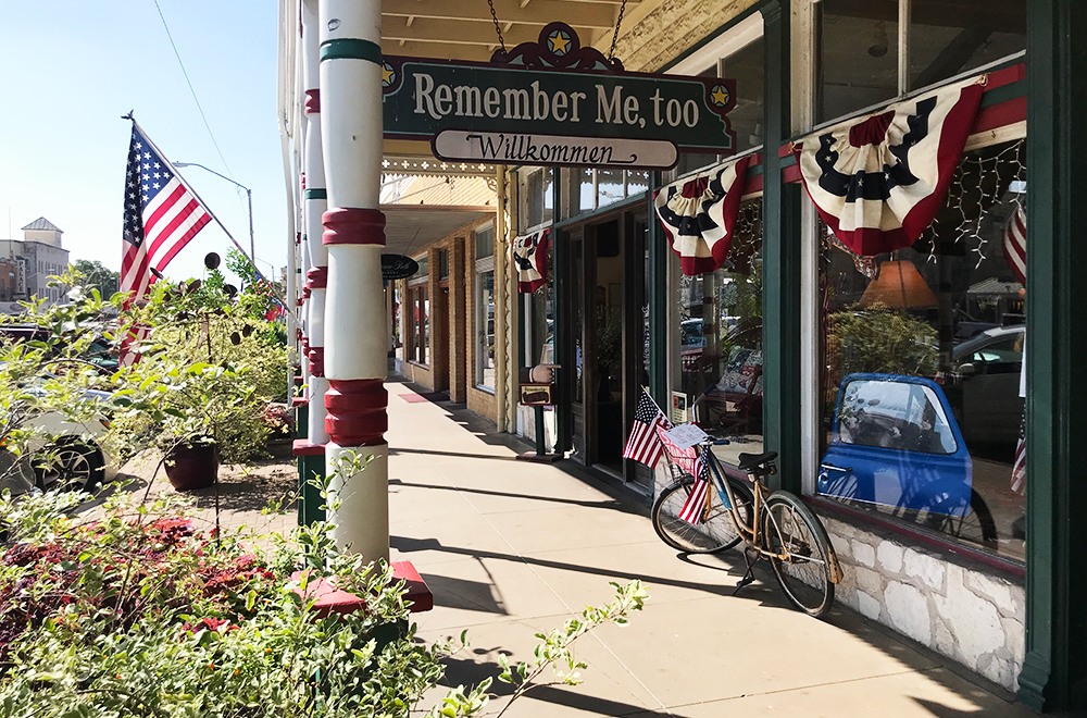 Downtown Fredericksburg TX storefronts along Main Street