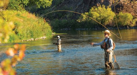 Fly fishing on the Missouri River near Great Falls, Montana.