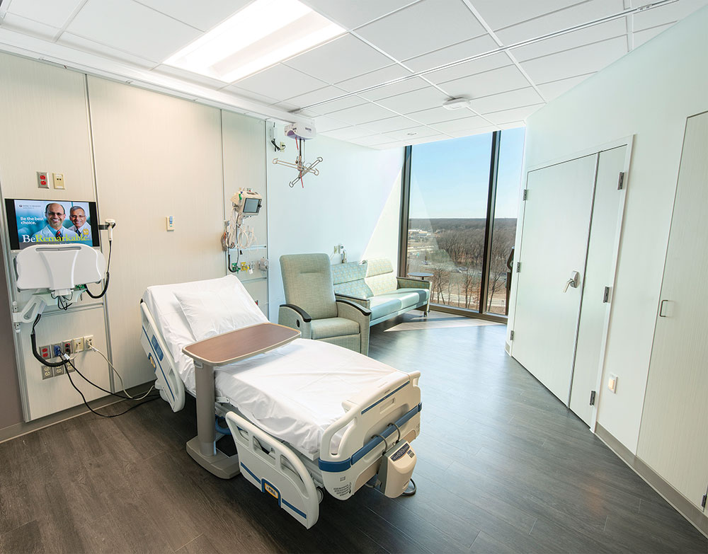 A hospital room at Trinity Health Muskegon in Michigan