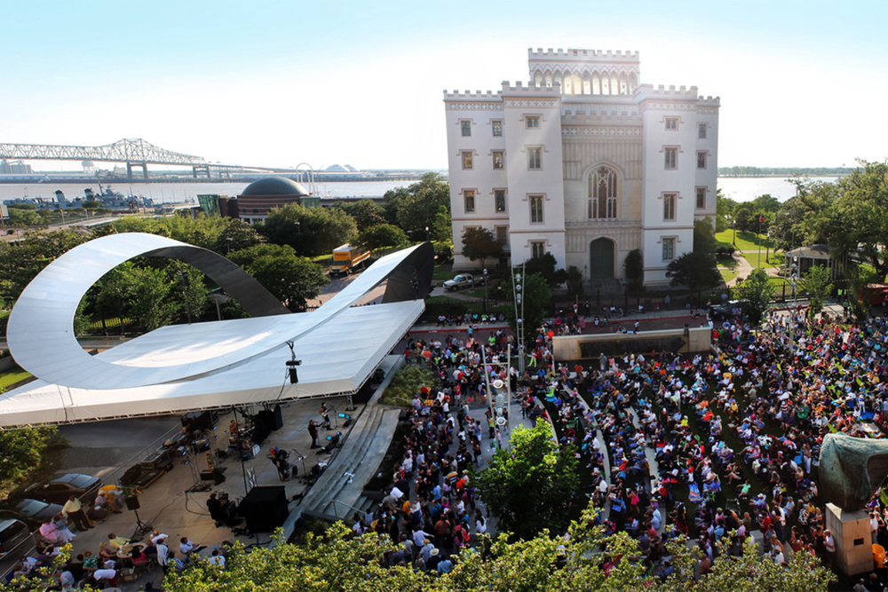 Aerial shot of the crowd at Live after 5, Baton Rouge's free community music event.