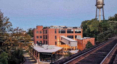 Exterior shot of The Wool Factory in Charlottesville, VA, which is a repurposed industrial building.