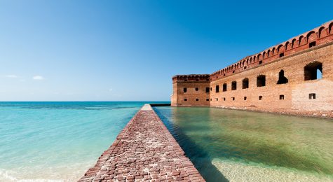 Fort Jefferson at Dry Tortugas National Park, a hidden beach, near Key West, Florida and is one of the best beaches to visit this summer.