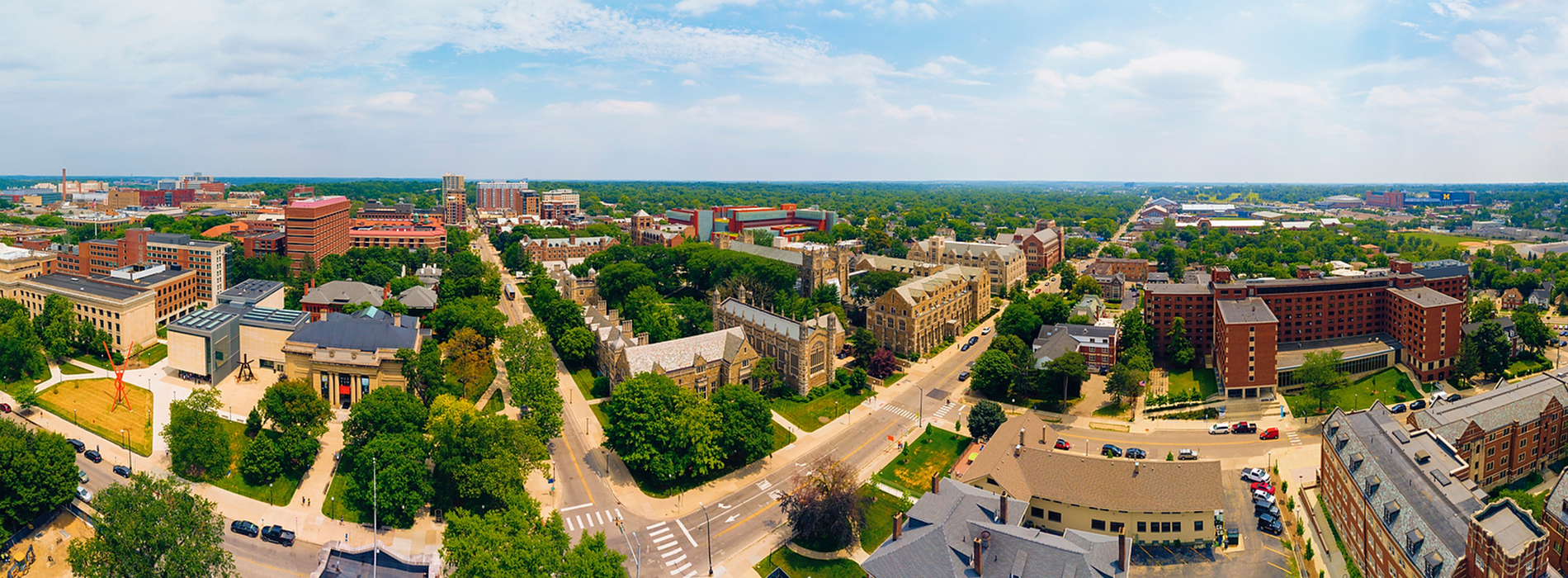 University of Michigan aerial view of buildings