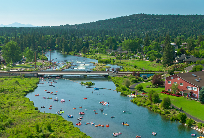 People enjoying the Deschutes River in Bend OR