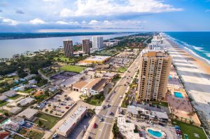 Daytona Beach skyline aerial view.