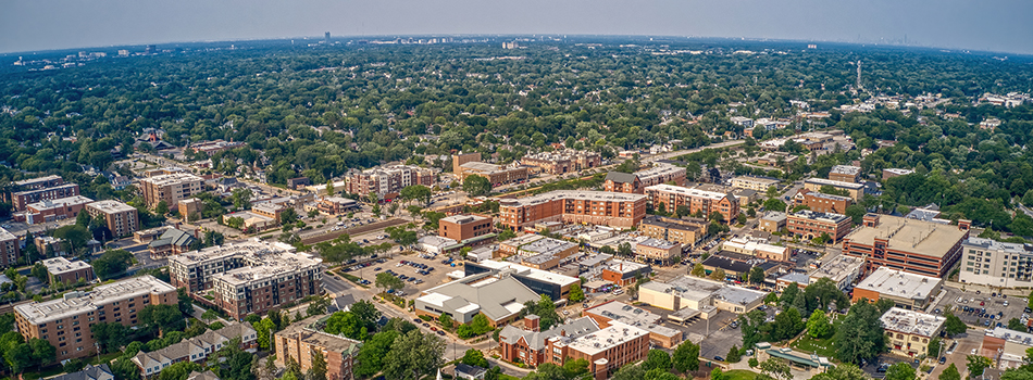 Aerial view of Downers Grove IL