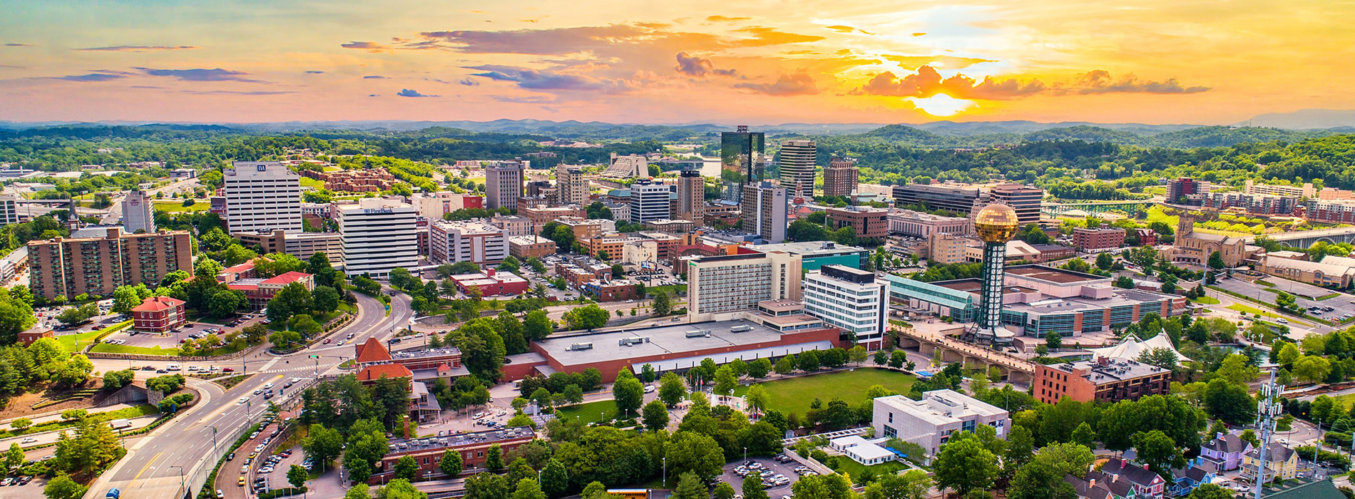 Aerial view of downtown Knoxville TN