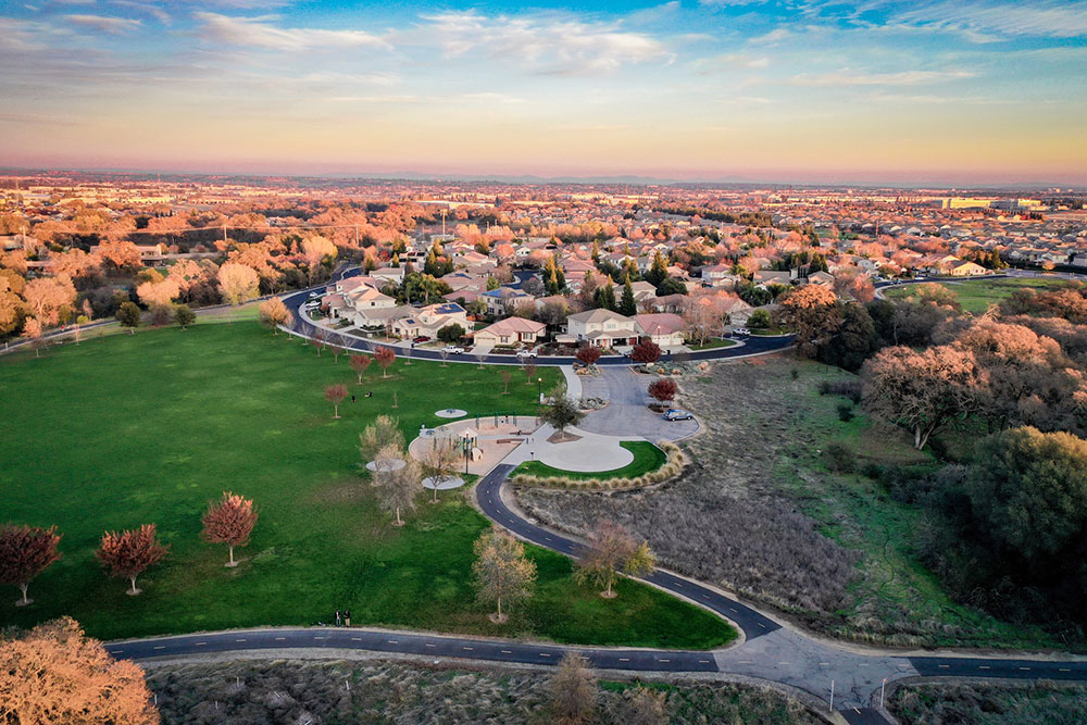 Aerial view of downtown Roseville CA